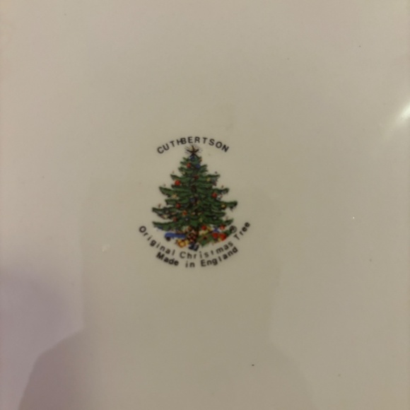 Cuthbertson 13" Rectangle Christmas Tree Serving Platter Narrow Green Line - Picture 6 of 7